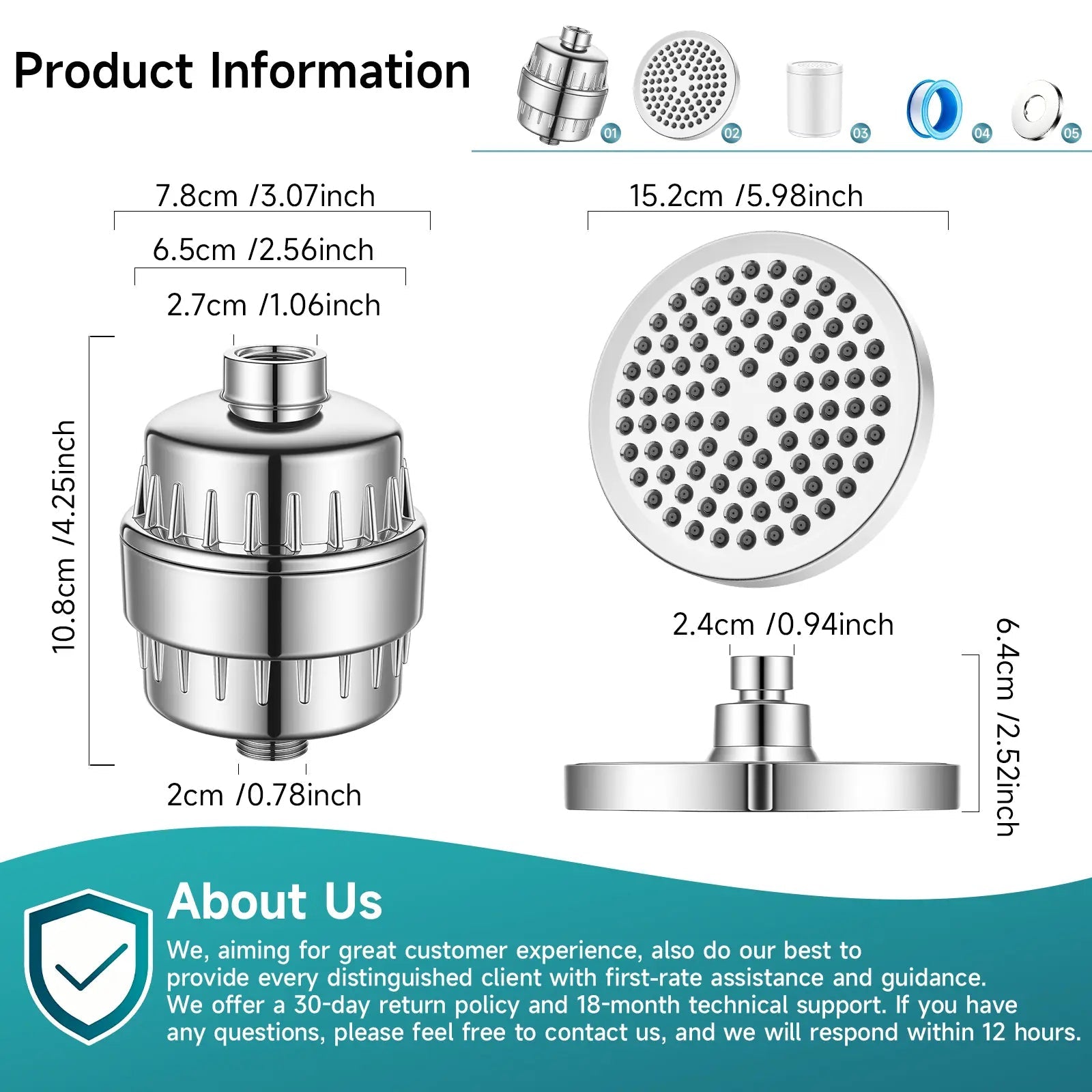 Mroace High Pressure Filtered Shower Head Set