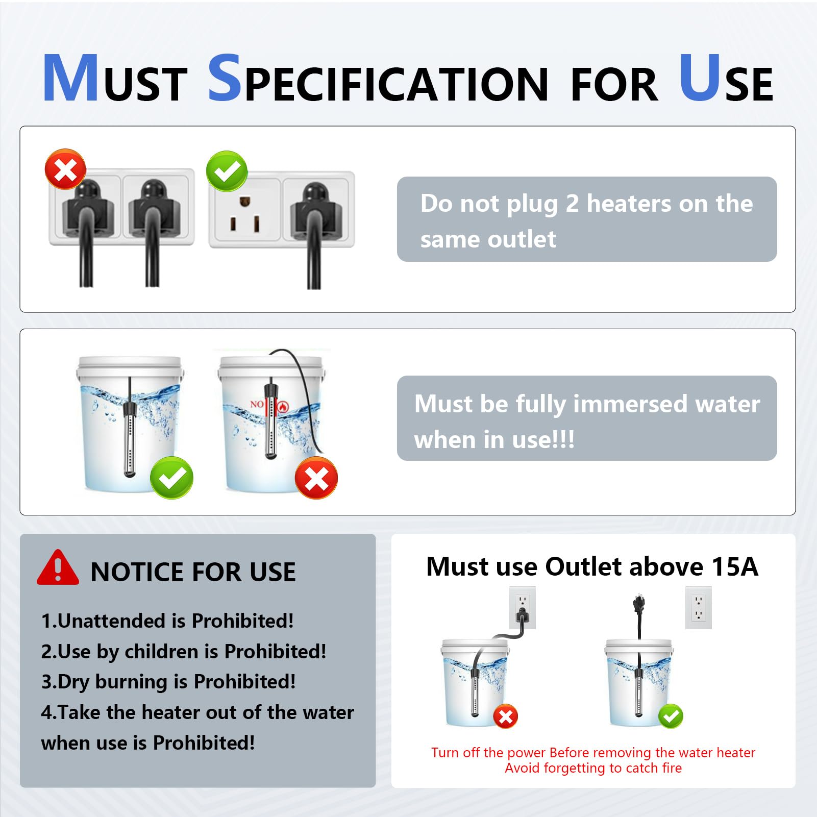 Mroace Immersion Water Heater Electric