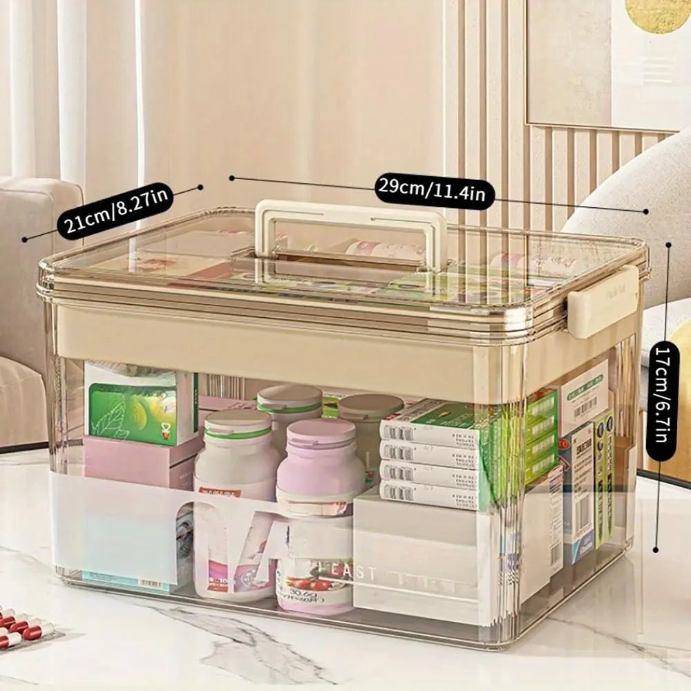Mroace Large Capacity Portable Clear Medicine Storage Box