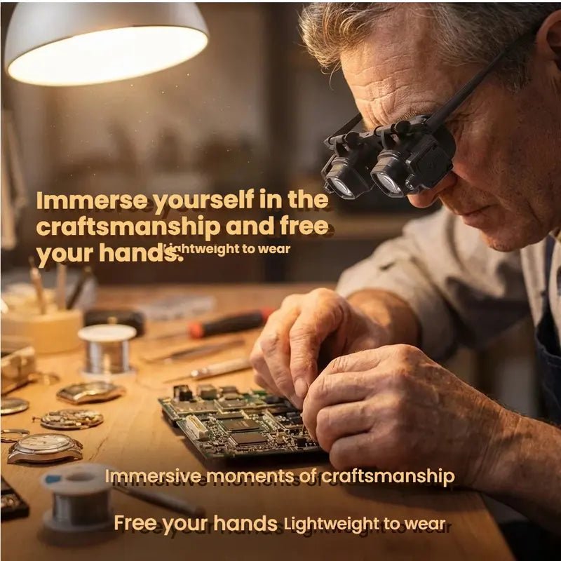 Mroace LED Illuminated Head Mounted Magnifying Glasses