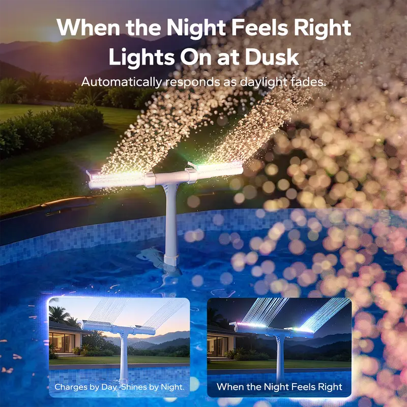 Mroace Light-Sensing Dual-Spray Solar Pool Fountain