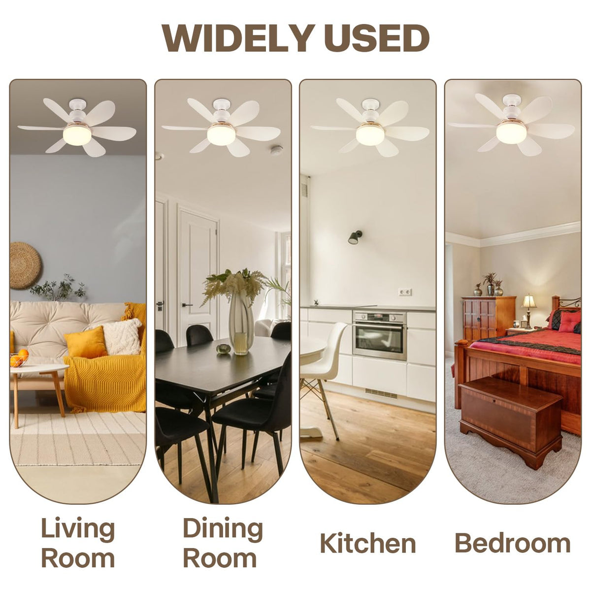 Mroace Lights Bulb Ceiling Fan for Bedroom