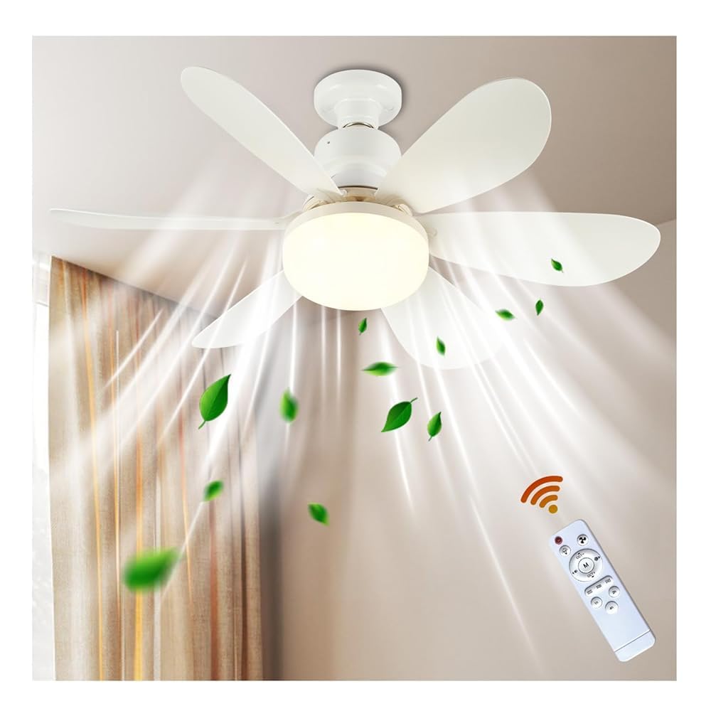 Mroace Lights Bulb Ceiling Fan for Bedroom