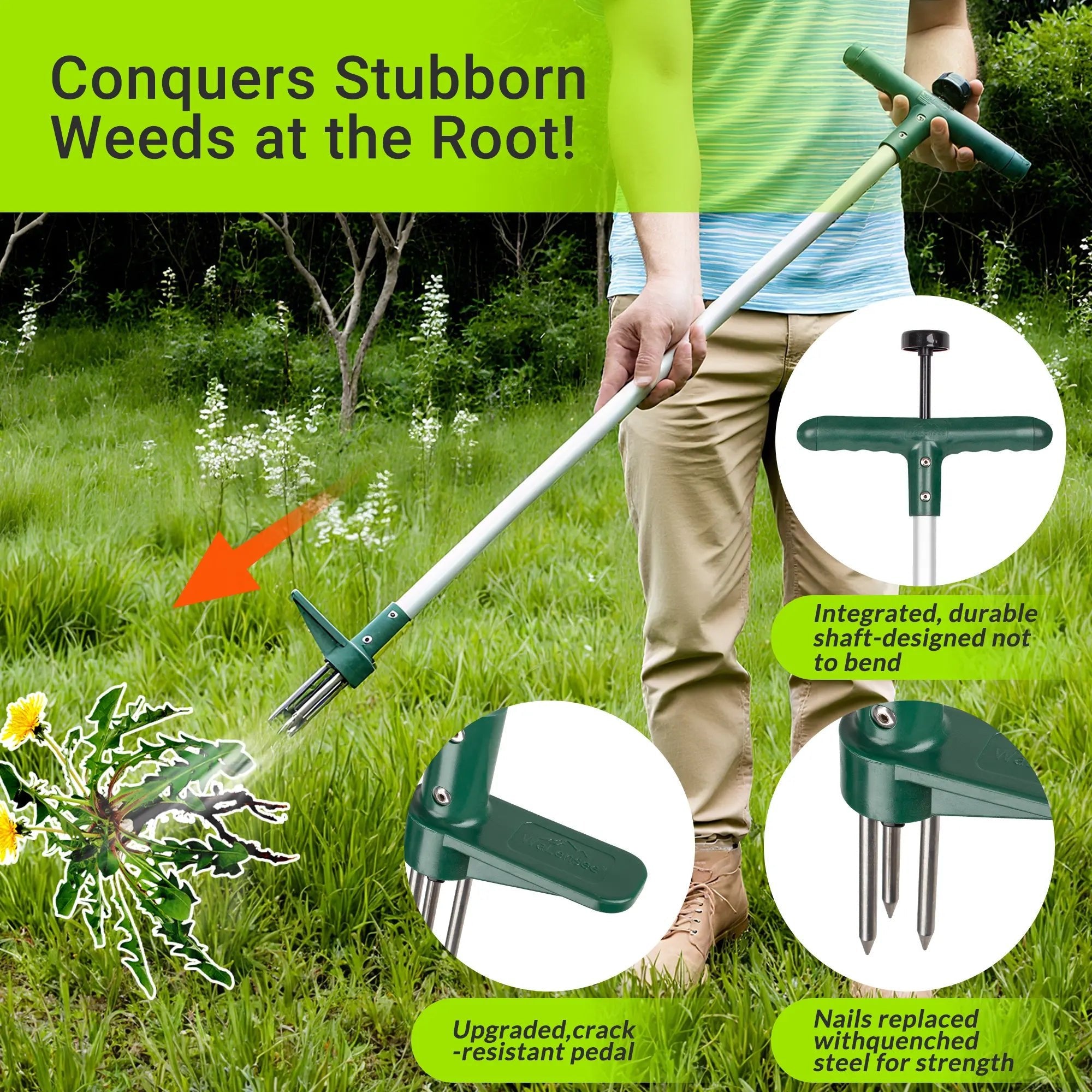 Mroace Long Handle 3-Claw Weed Puller Tool