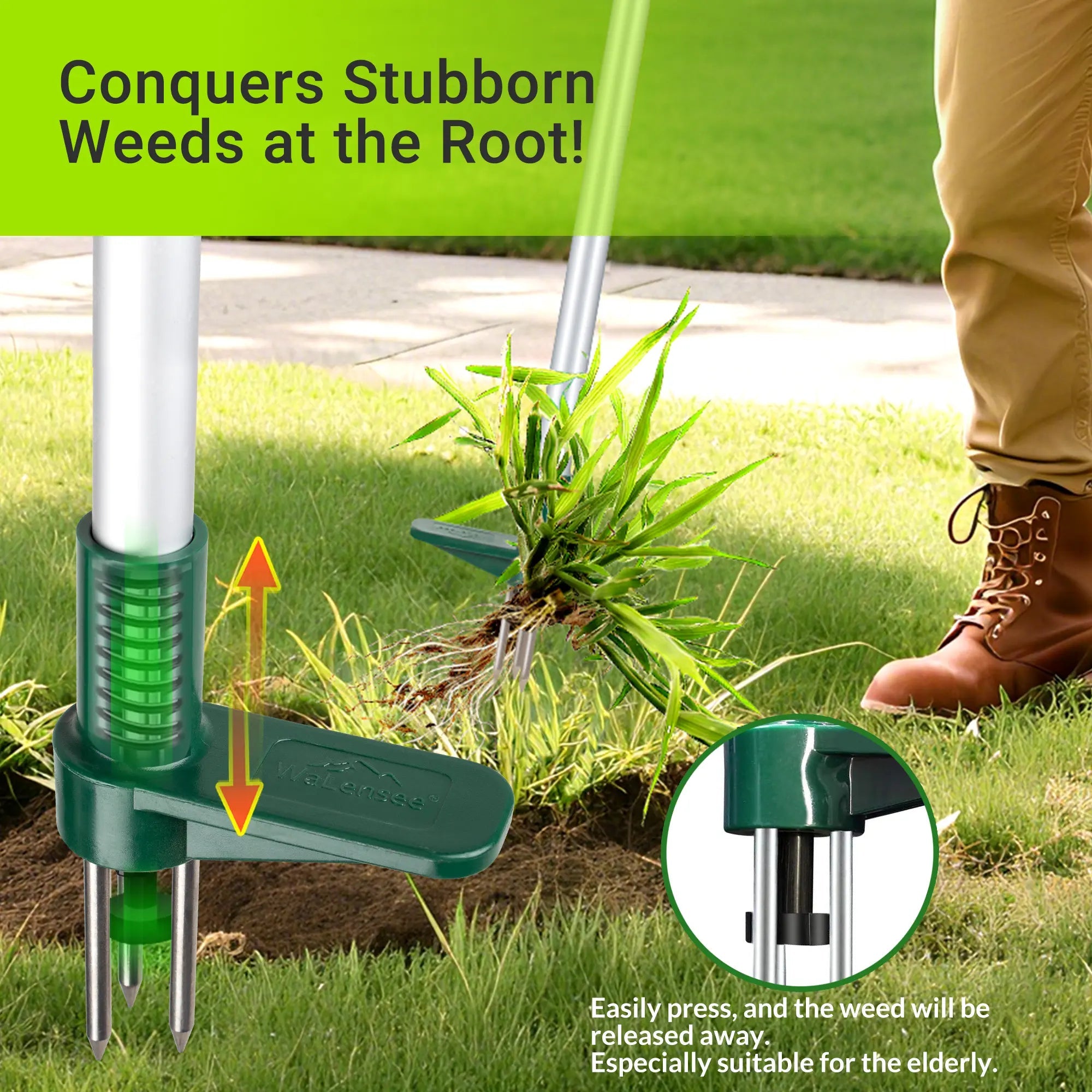 Mroace Long Handle 3-Claw Weed Puller Tool