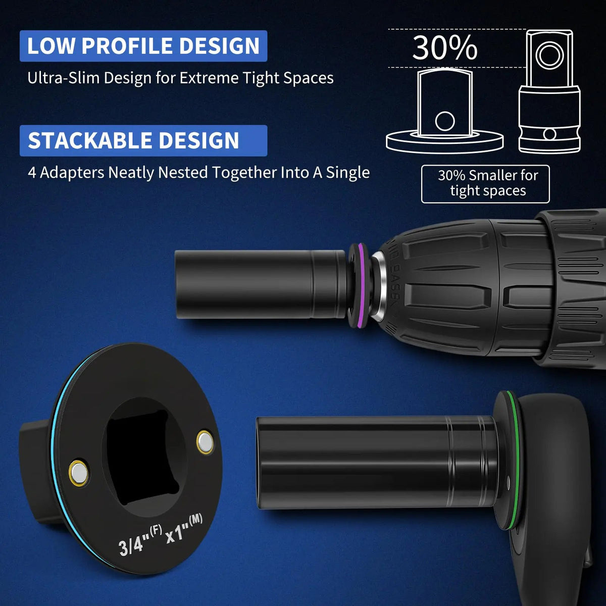 Mroace Low Profile Impact Socket Adapter Set