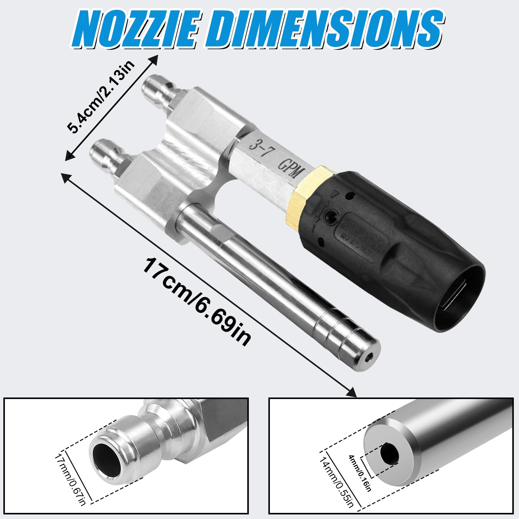 Mroace M5 Twist Pressure Washer Nozzle Adjustable 3-7 GPM with 1/4" Quick Connect