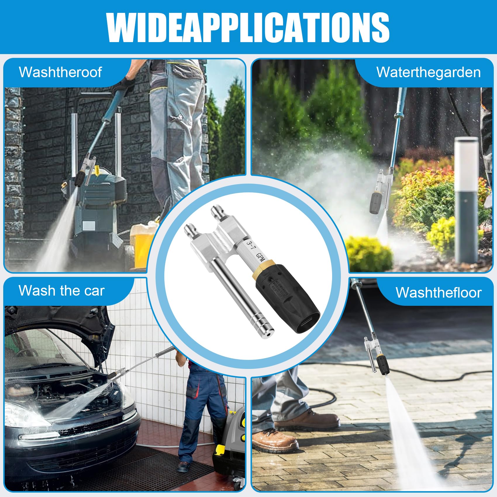 Mroace M5 Twist Pressure Washer Nozzle Adjustable 3-7 GPM with 1/4" Quick Connect