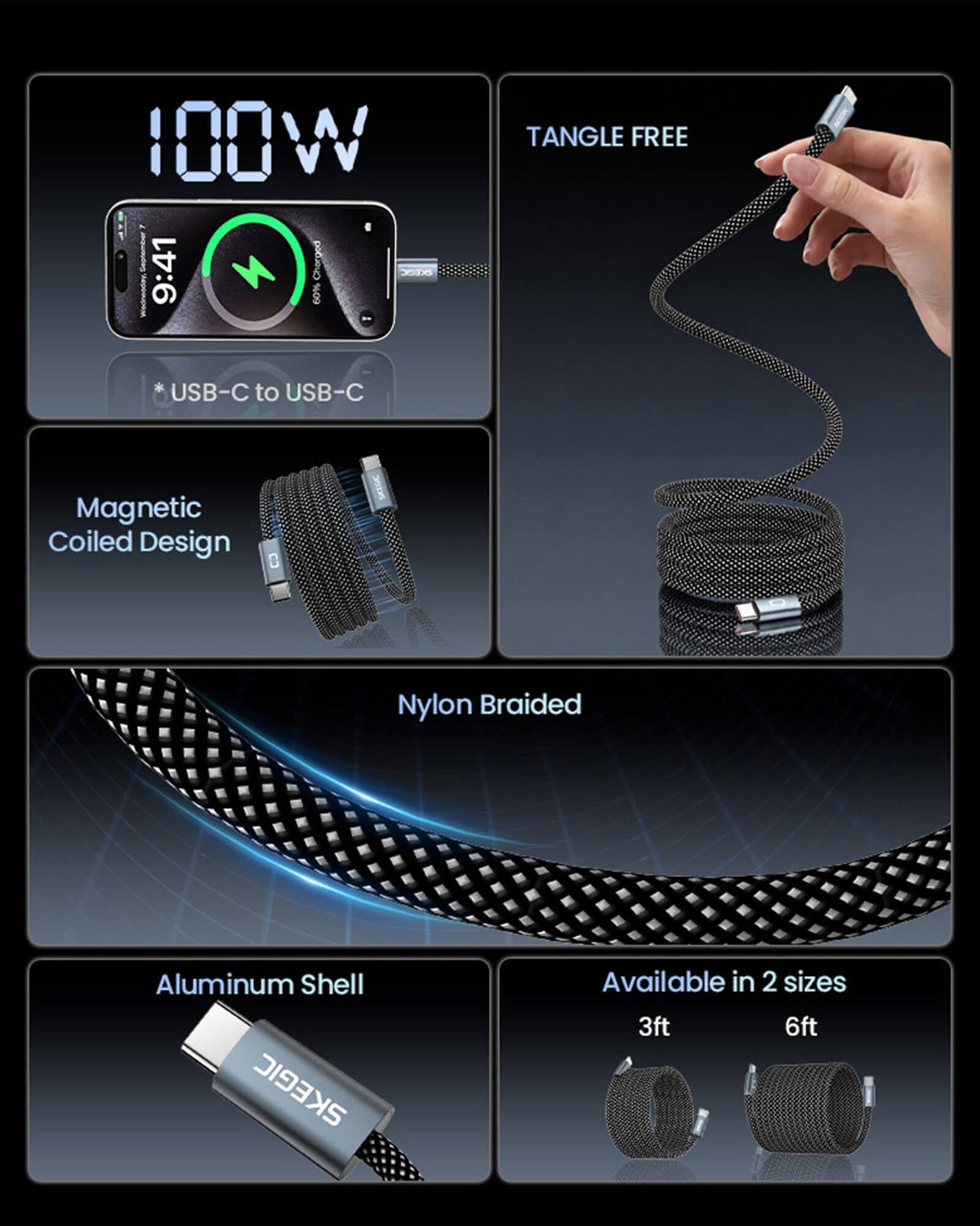 Mroace Magnetic Anti-Tangle Charging Cable