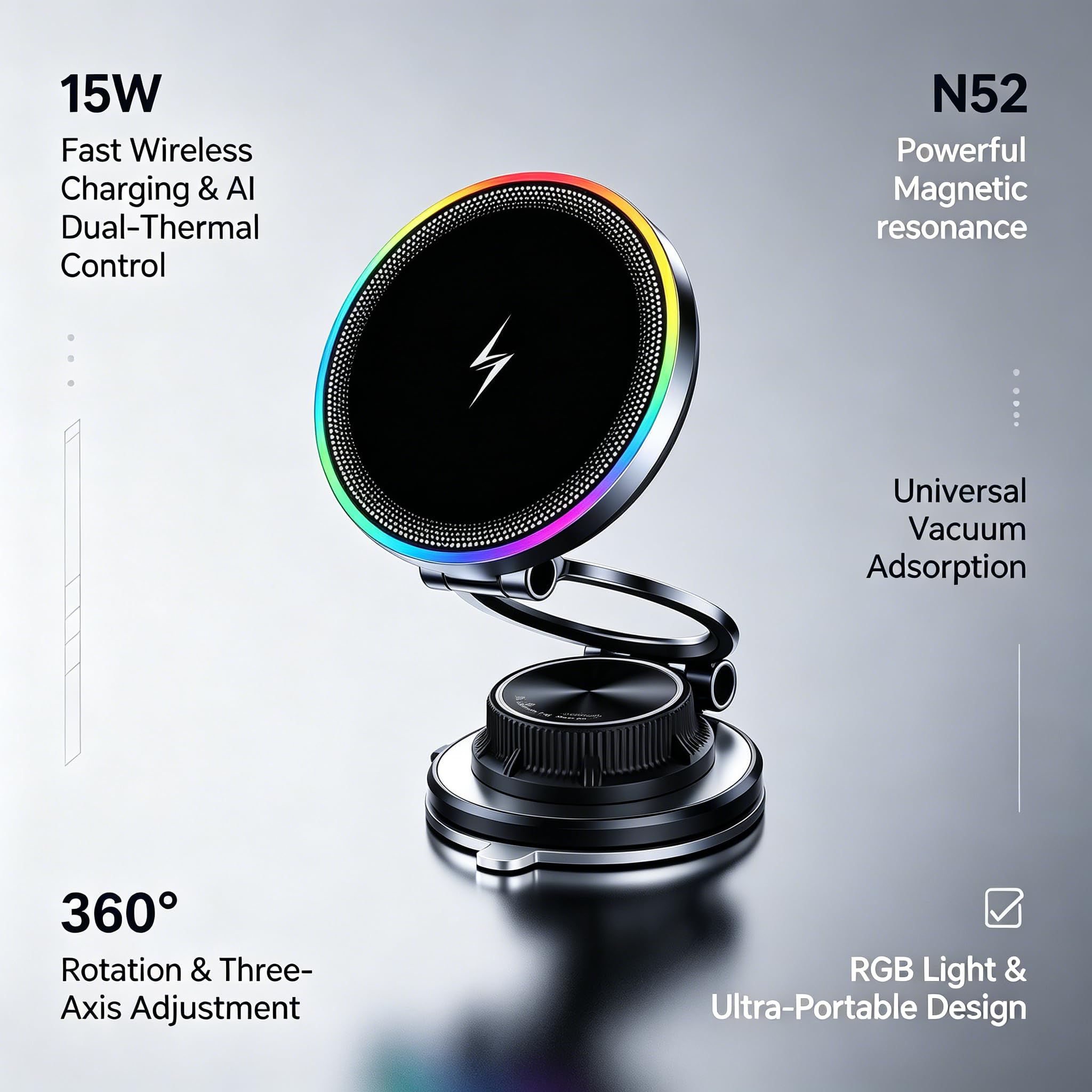 Mroace Magnetic Cooling Wireless Car Charger Mount