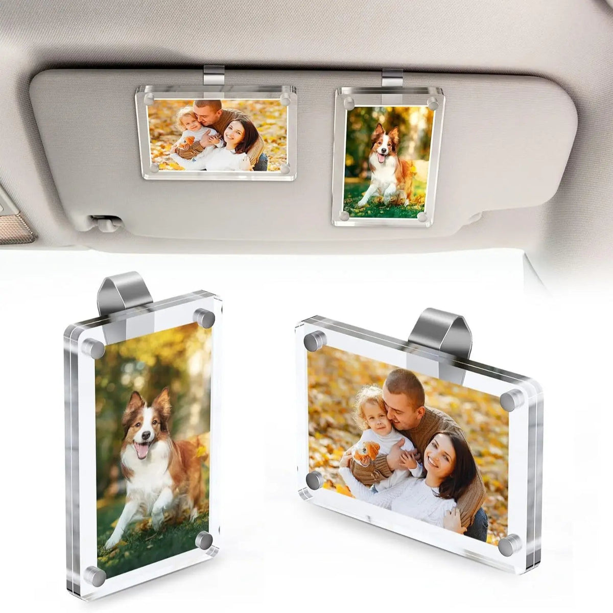 Mroace Magnetic Photo Holder for Car Sun Visor & Fridge 2 Pack