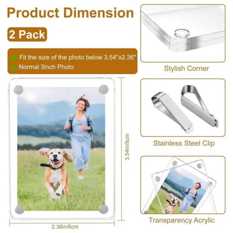 Mroace Magnetic Photo Holder for Car Sun Visor & Fridge 2 Pack