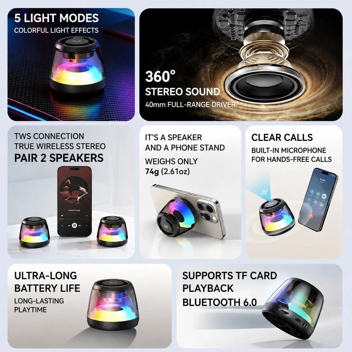 Mroace Magnetic RGB Bluetooth Speaker