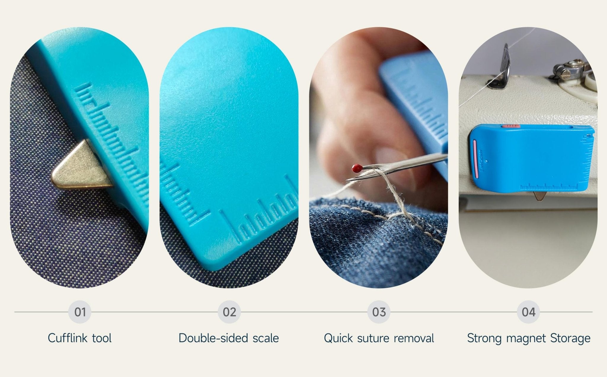 Mroace Magnetic Sewing Machine Seam Guide Tool with Built-In Seam Ripper