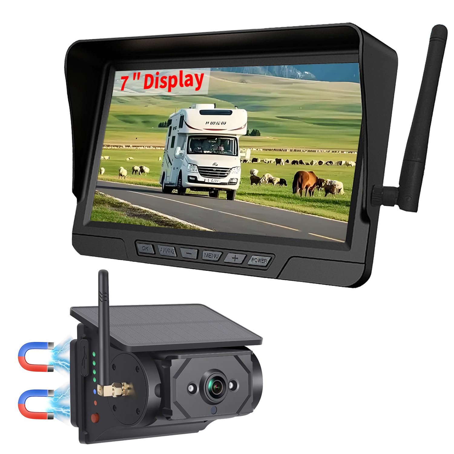Mroace Magnetic Solar Wireless Backup Camera