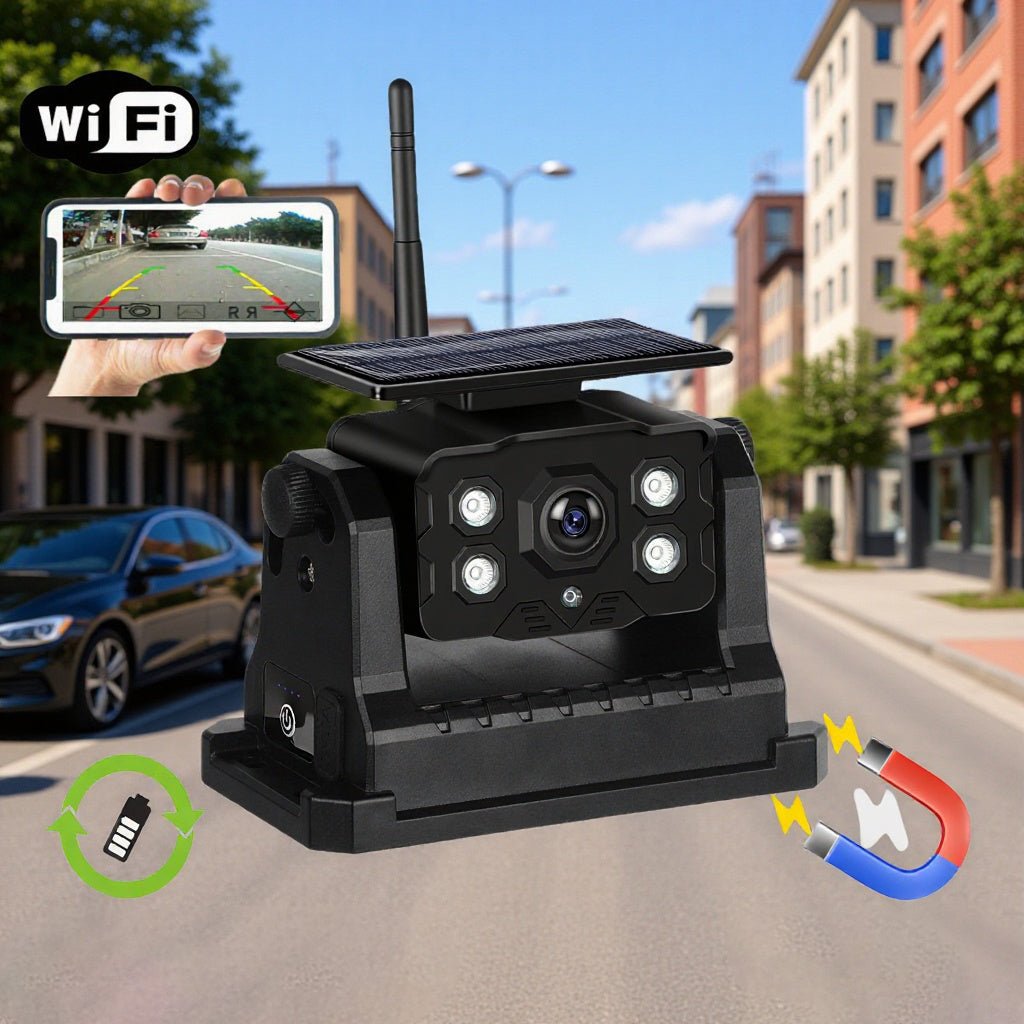 Mroace Magnetic Solar Wireless Backup Camera (iOS/Android App)