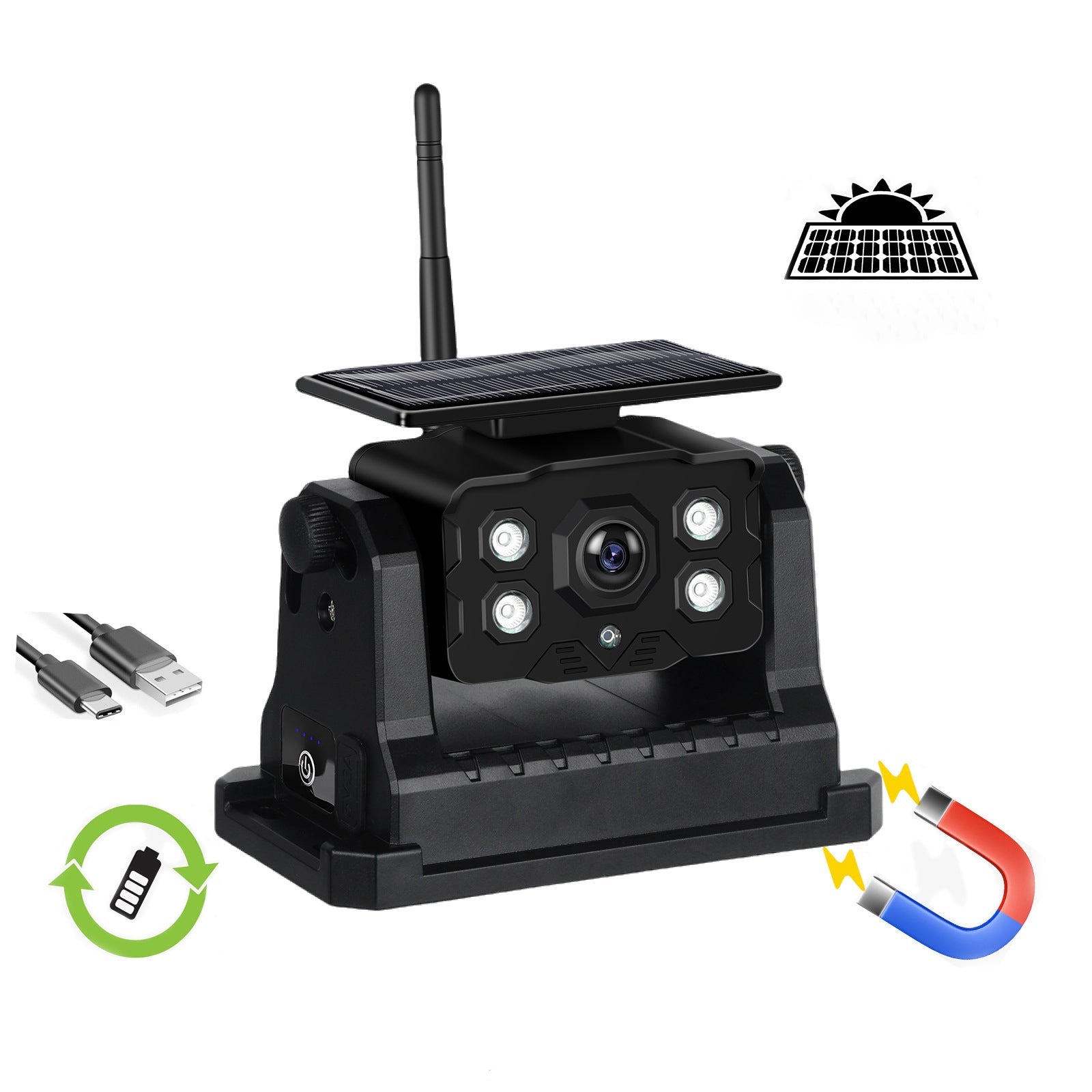 Mroace Magnetic Solar Wireless Backup Camera (iOS/Android App)