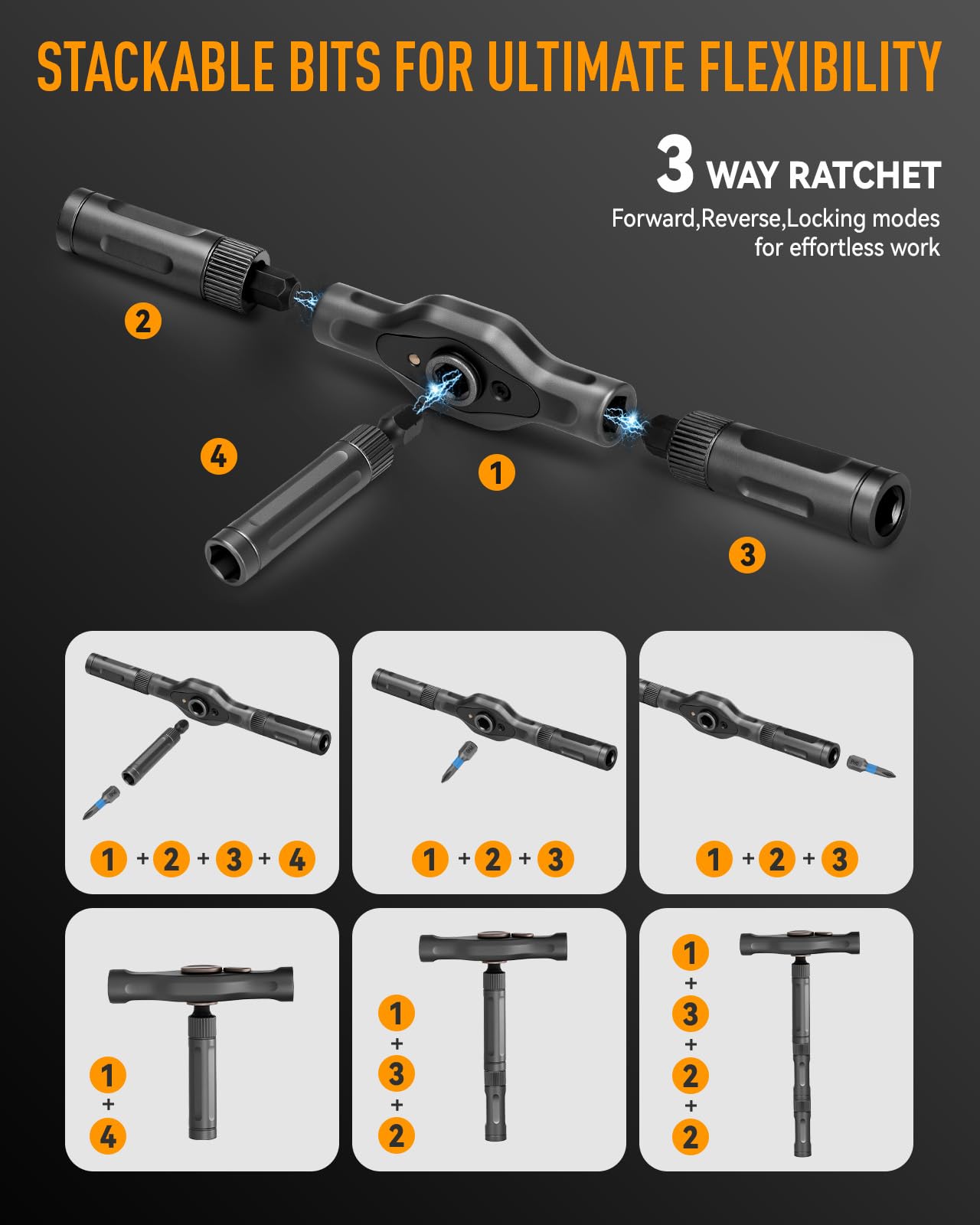 Mroace Magnetic T Handle Ratchet Screwdriver Set