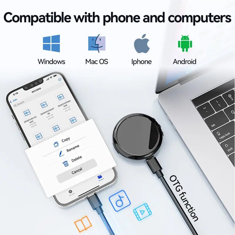 Mroace Magnetic Voice Recorder with HD Noise Reduction and OTG Adapter