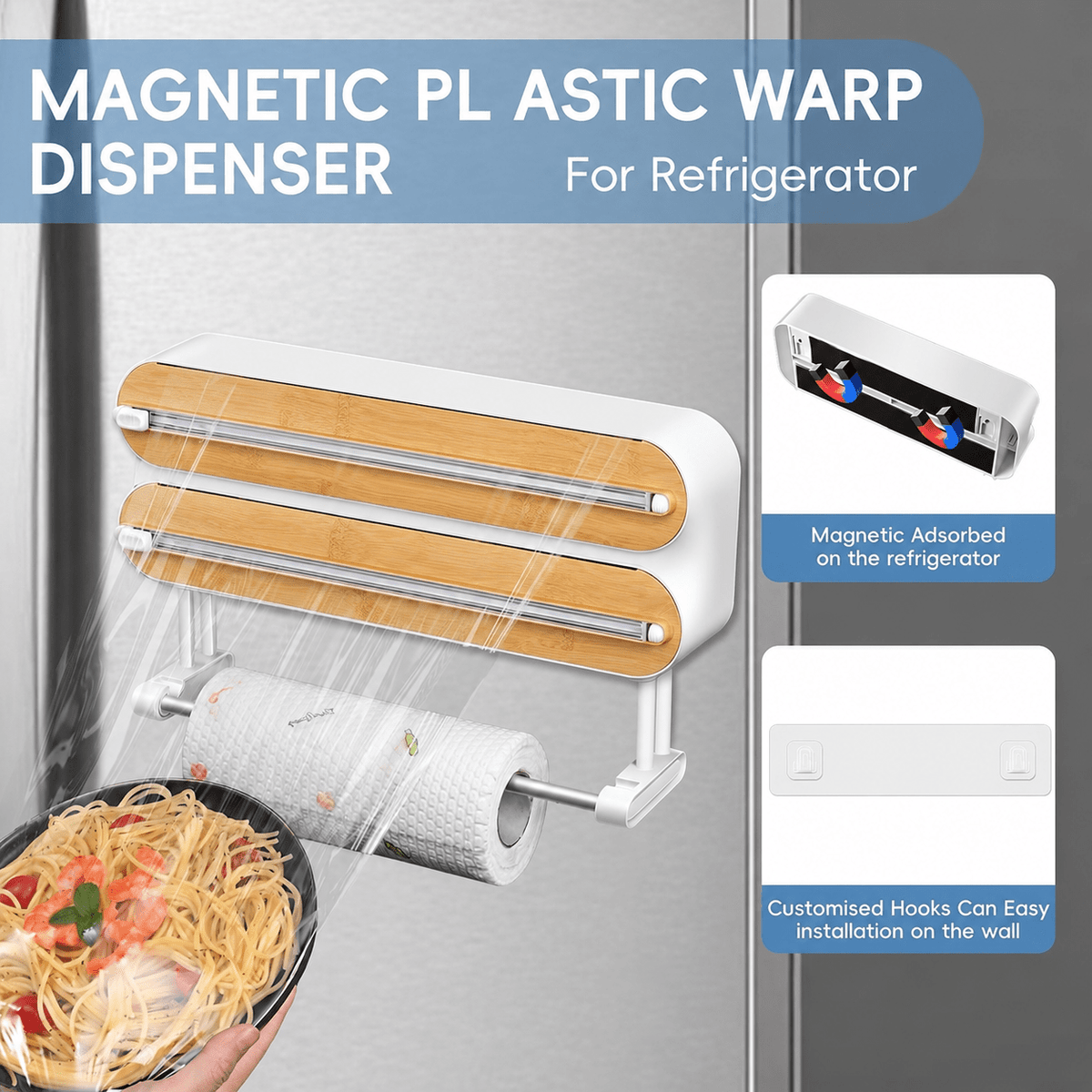 Mroace Magnetic Wrap Dispenser with Cutter