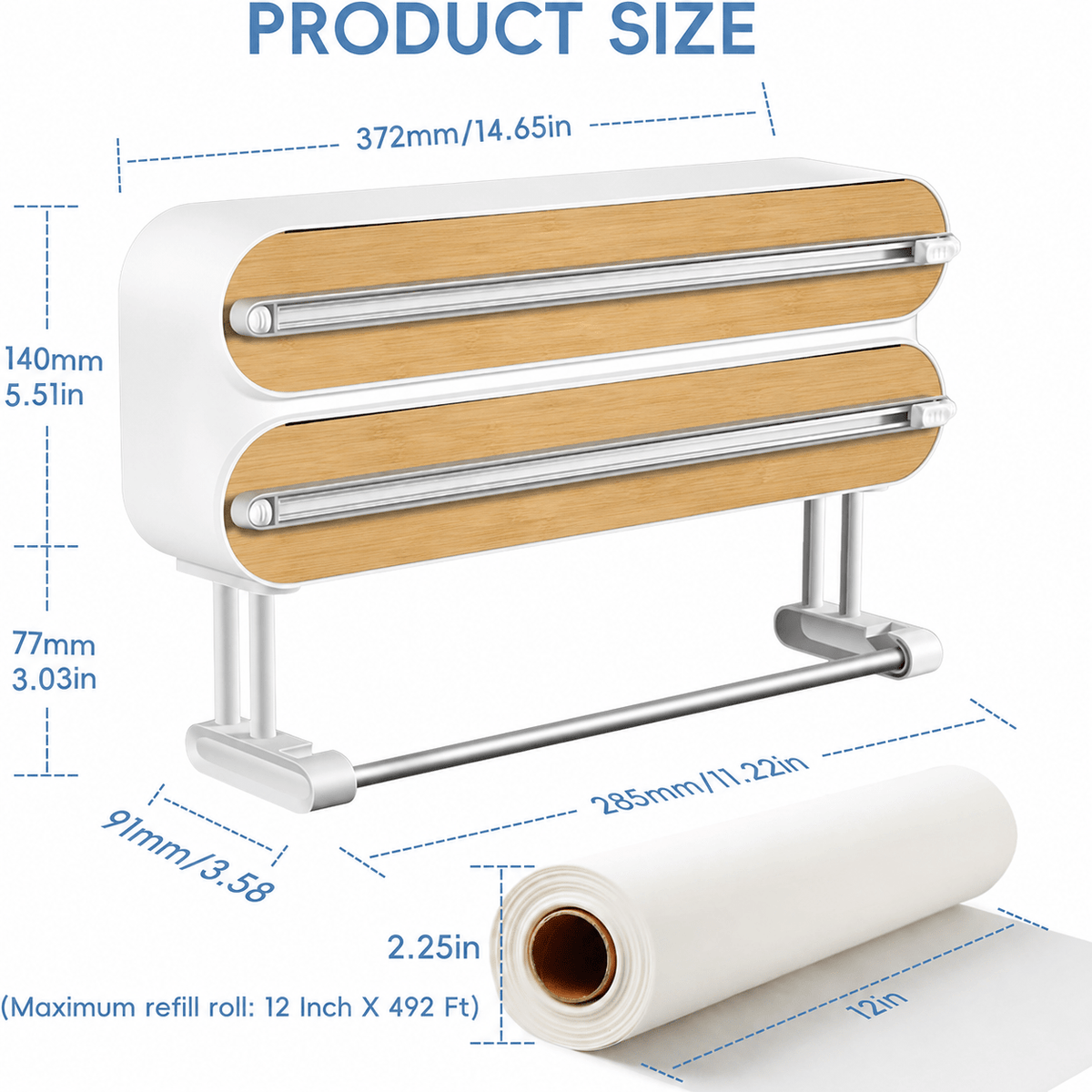 Mroace Magnetic Wrap Dispenser with Cutter