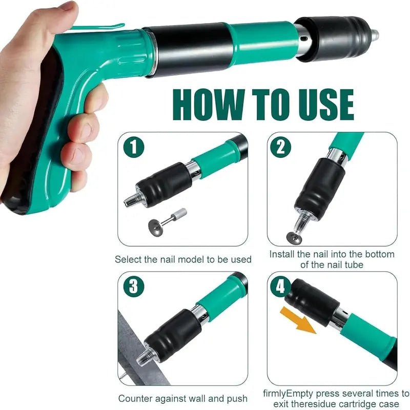 Mroace Manual Concrete Nail Gun Kit with 50 Nails for Woodworking and Wall Fastening