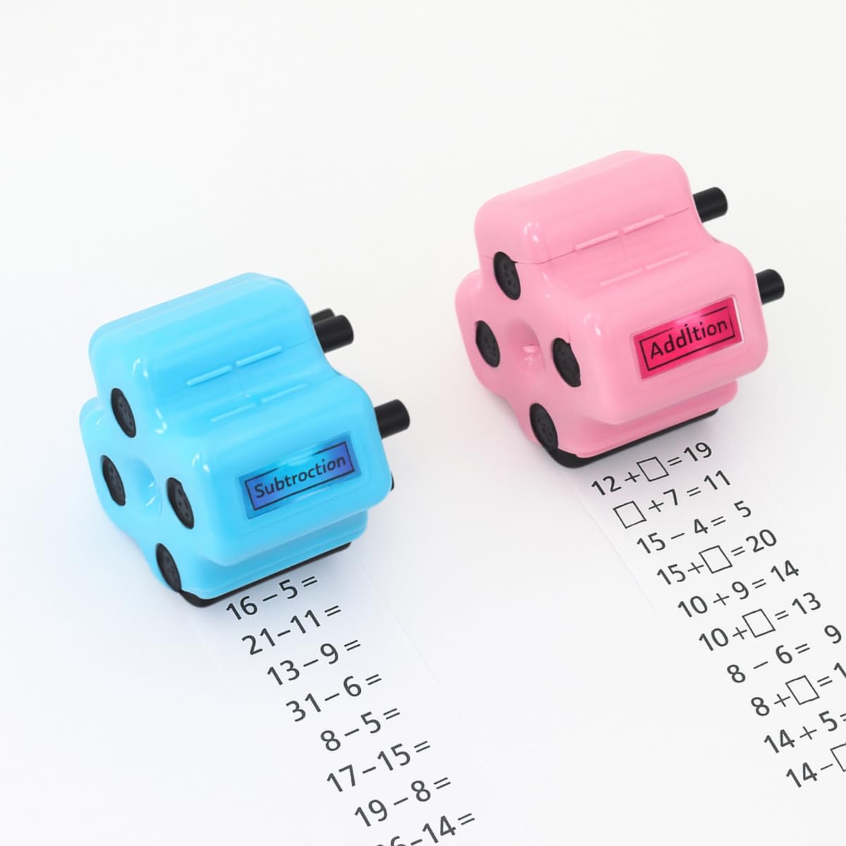 Mroace Math Teacher 4-in-1 Math Roller Stamp