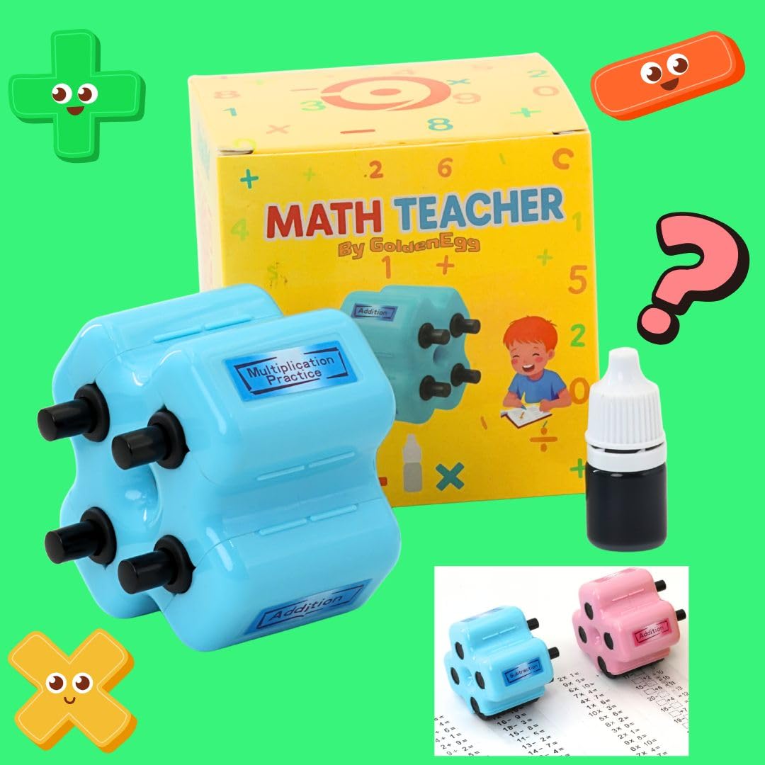 Mroace Math Teacher 4-in-1 Math Roller Stamp