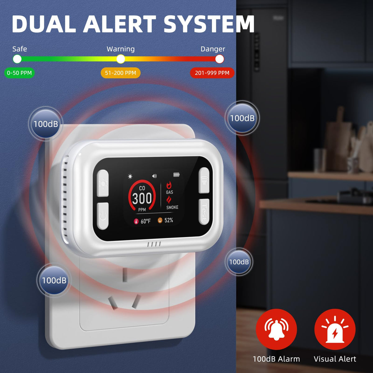 Mroace Multi-Functional Carbon Monoxide Gas Smoke Detector