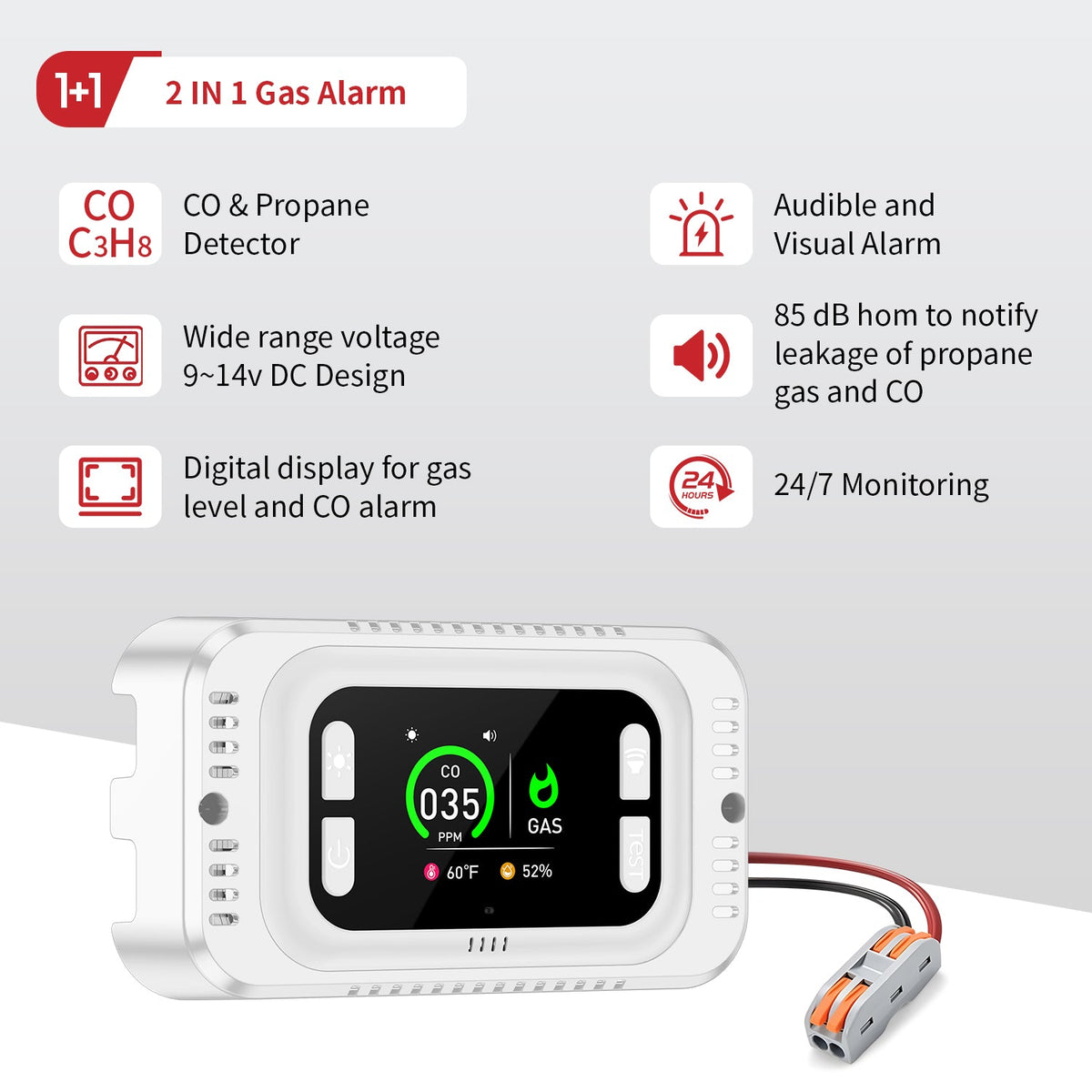 Mroace Multi-Functional Carbon Monoxide Gas Smoke Detector