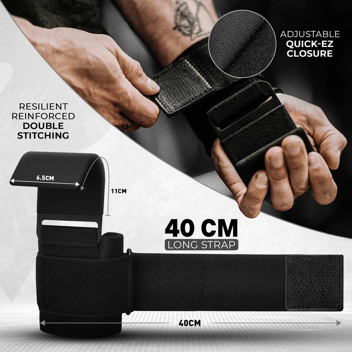 Mroace Neoprene Wrist-Support Weight Lifting Hooks