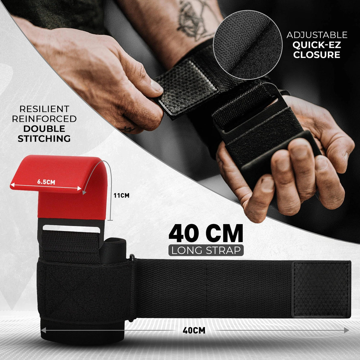 Mroace Neoprene Wrist-Support Weight Lifting Hooks