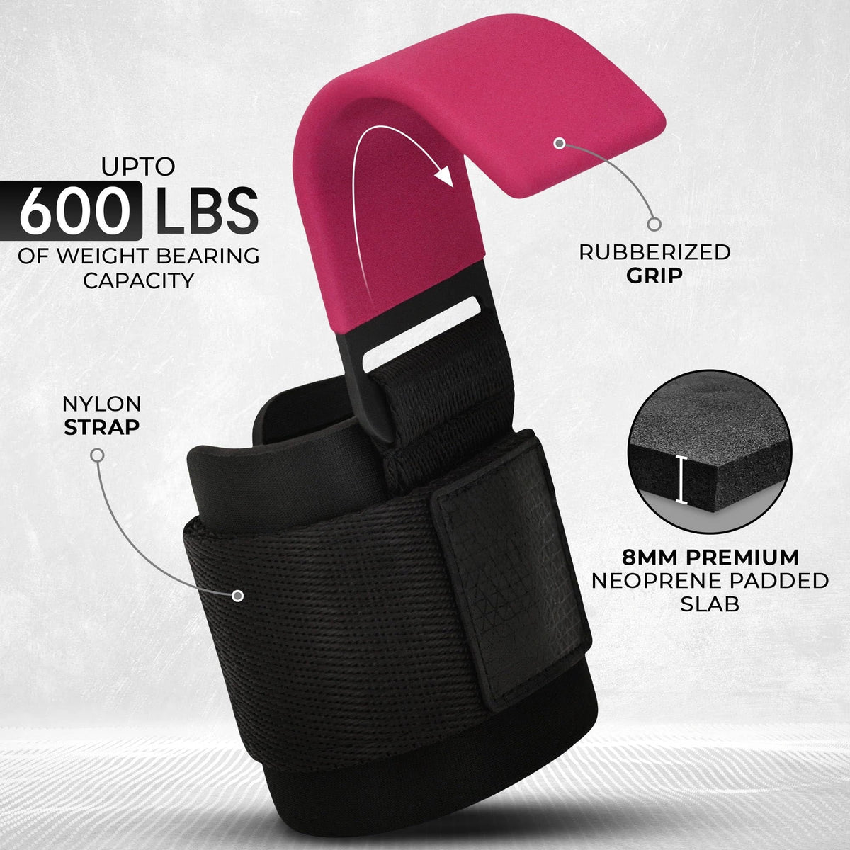 Mroace Neoprene Wrist-Support Weight Lifting Hooks