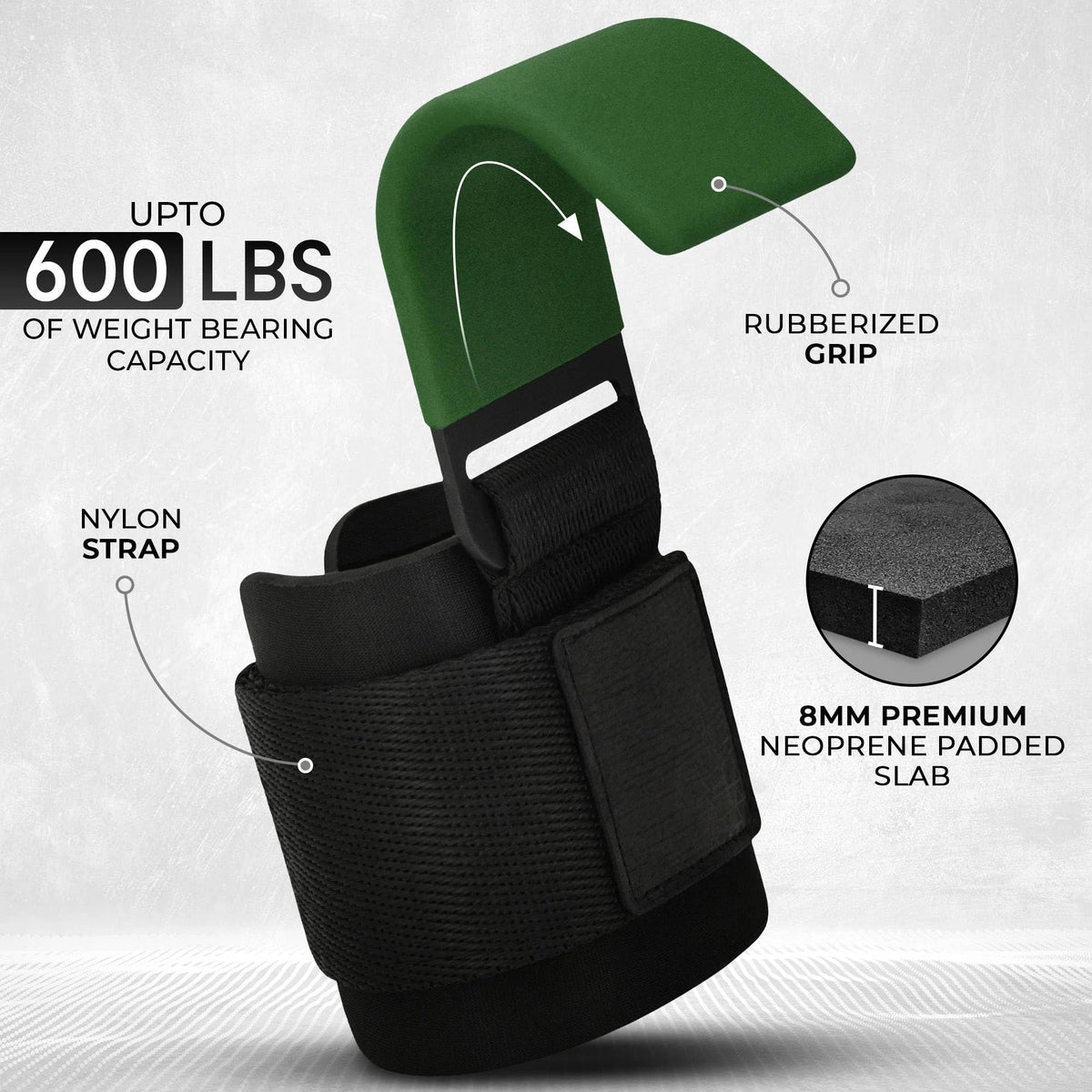 Mroace Neoprene Wrist-Support Weight Lifting Hooks