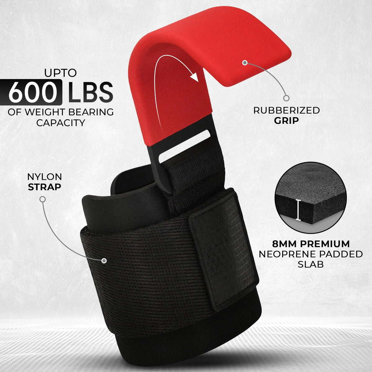 Mroace Neoprene Wrist-Support Weight Lifting Hooks