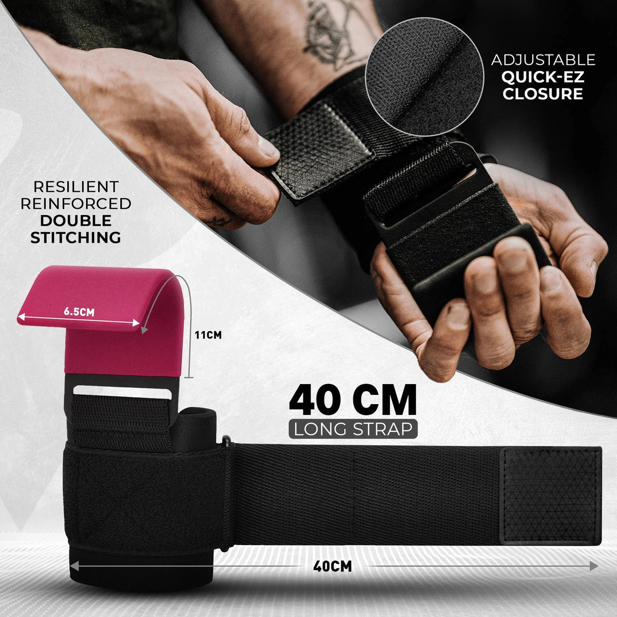 Mroace Neoprene Wrist-Support Weight Lifting Hooks