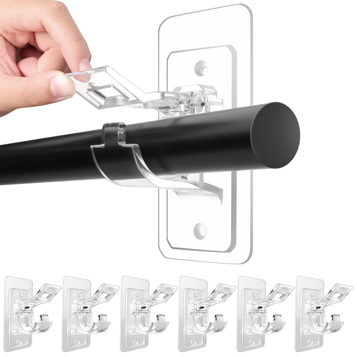 Mroace No Drill Self Adhesive Curtain Rod Holders