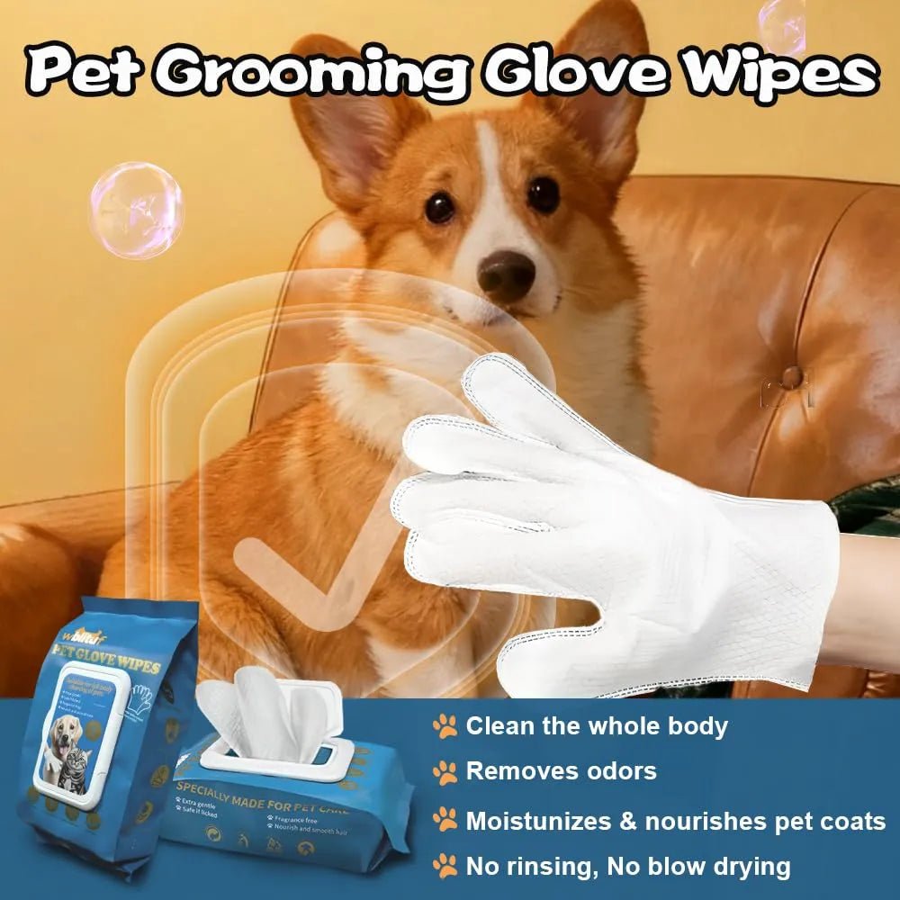 Mroace No Rinse Pet Grooming Glove Wipes