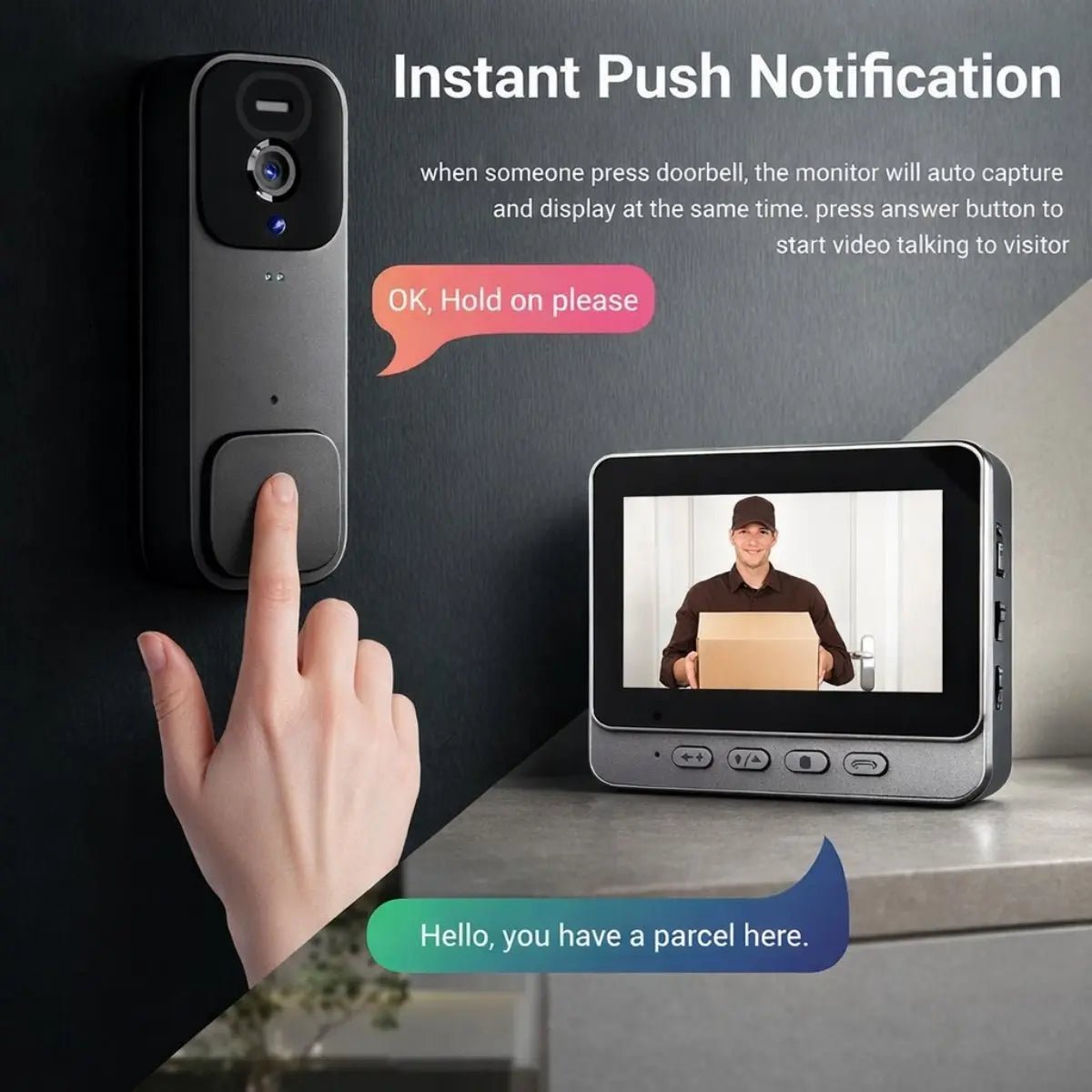 Mroace No WiFi Video Doorbell with Screen
