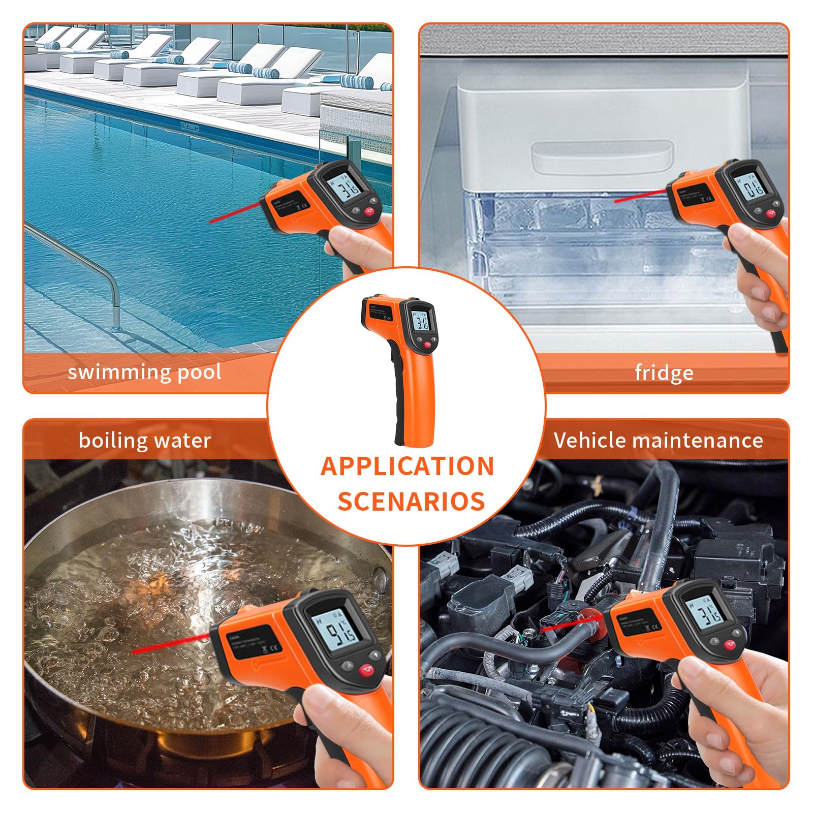 Mroace Non-Contact Infrared Thermometer Gun with LCD Display 1022°F Range