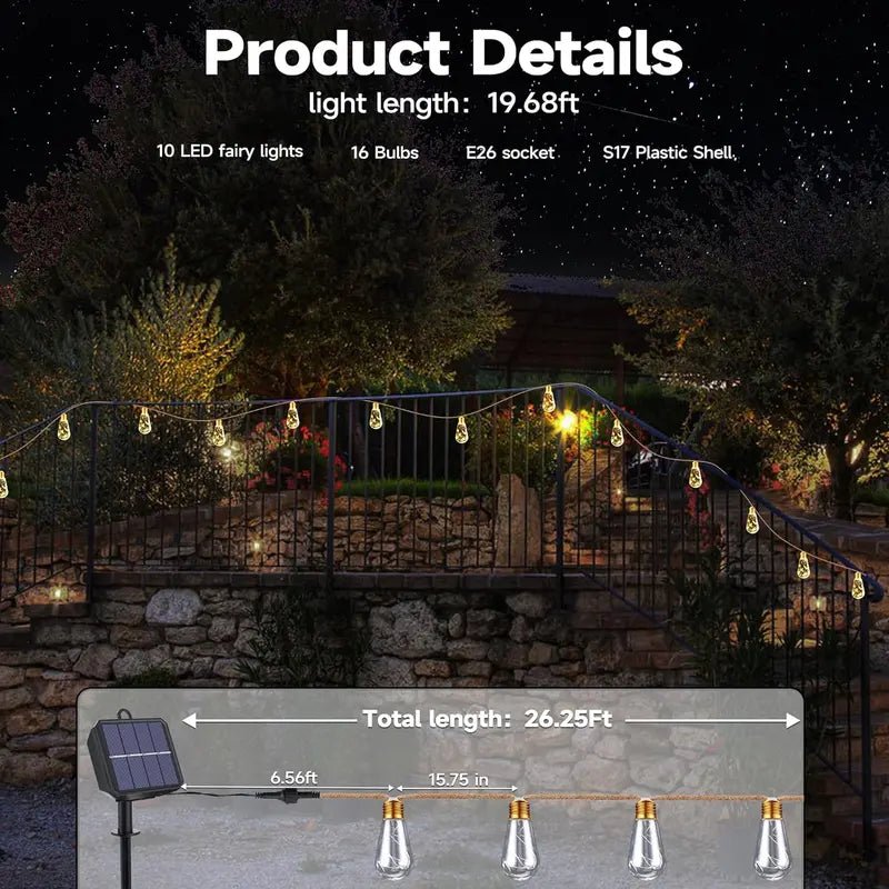 Mroace Outdoor backyard solar string lights
