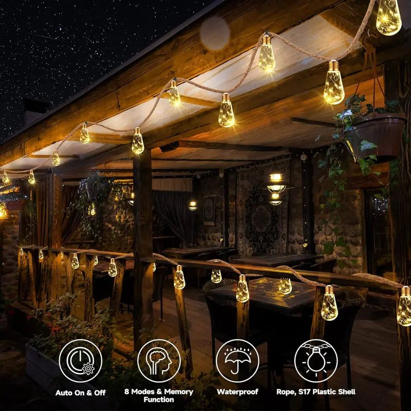 Mroace Outdoor backyard solar string lights