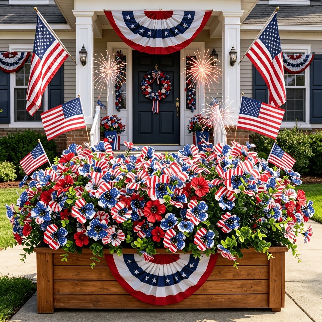 Mroace Patriotic Red White Blue Artificial Flowers