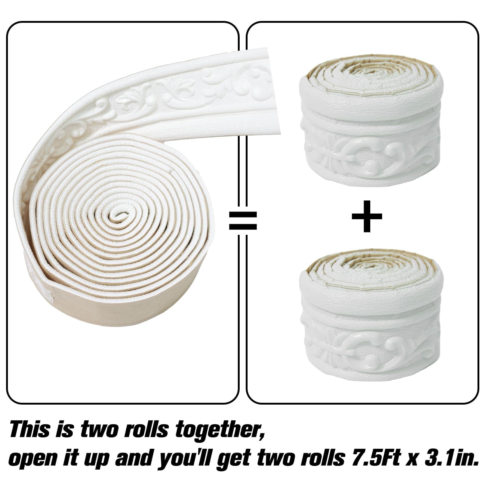 Mroace Peel and Stick Foam Molding Trim 90 x 3.1 Inch