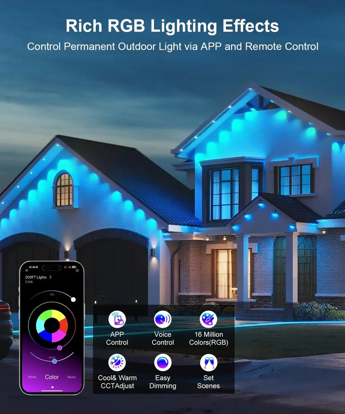 Mroace Permanent RGB Holiday House Lights - MROACE
