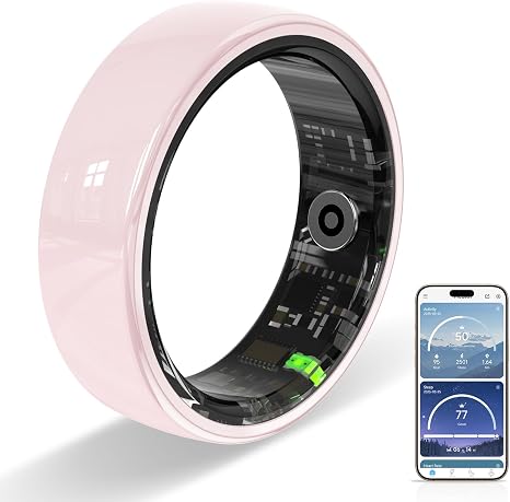 Mroace Pink Ceramic Smart Ring for Women