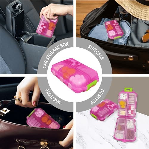 Mroace Portable 7-Day Mini Pill Organizer Case