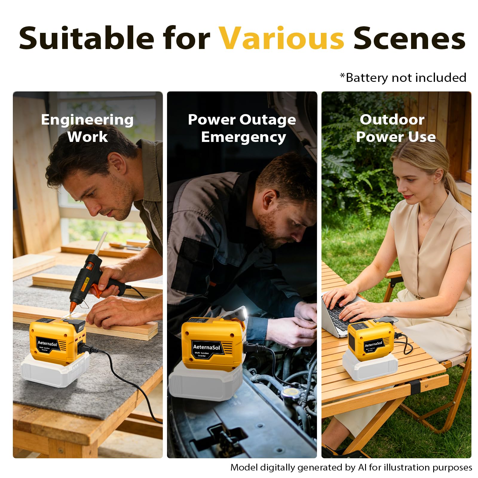 Mroace Portable Battery Power Inverter