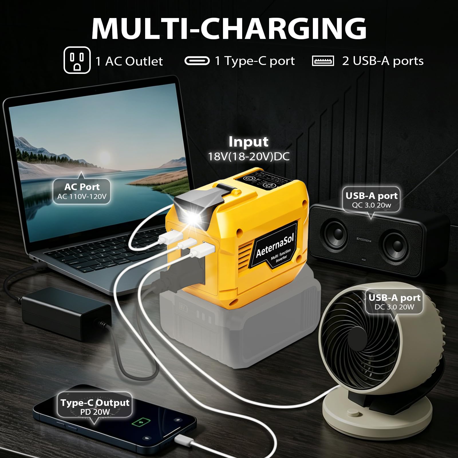 Mroace Portable Battery Power Inverter