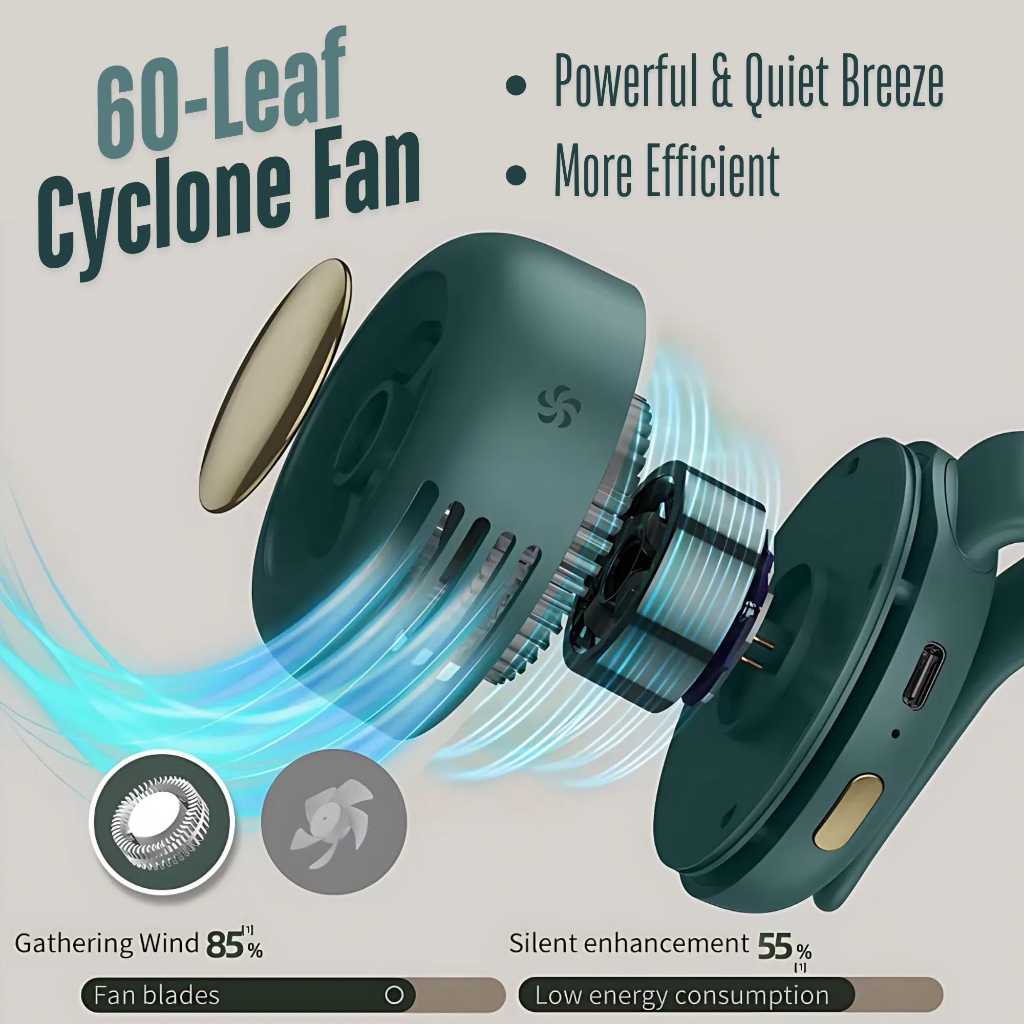 Mroace Portable Bladeless Clip On Cooling Fan